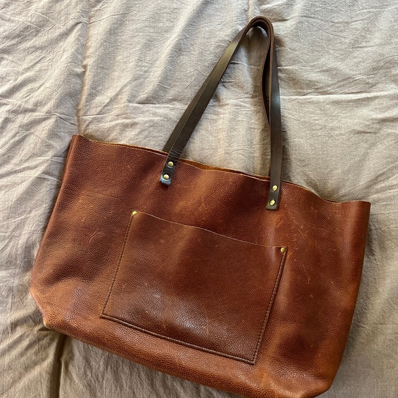Portland Leather Nutmeg Tote Bag - Picture 3 of 8